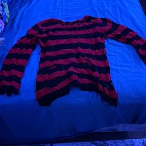 Distressed long sleeve black and red